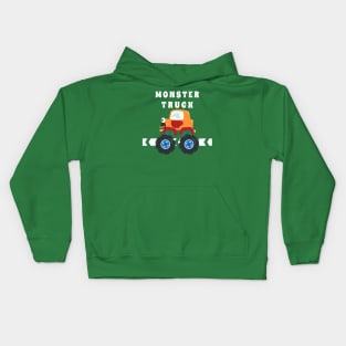 illustration of monster truck with cartoon style Kids Hoodie